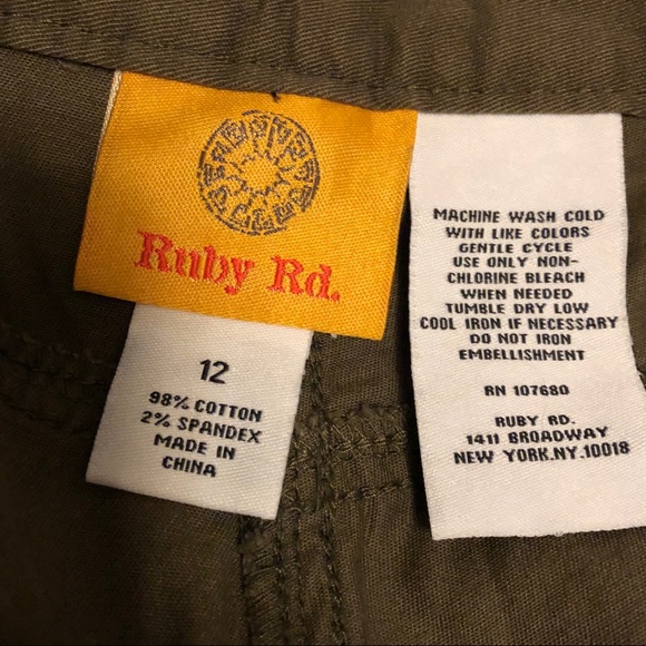 Ruby Rd NWT Army Green Elastic Side Pants - Sz 12P - Picture 5 of 6